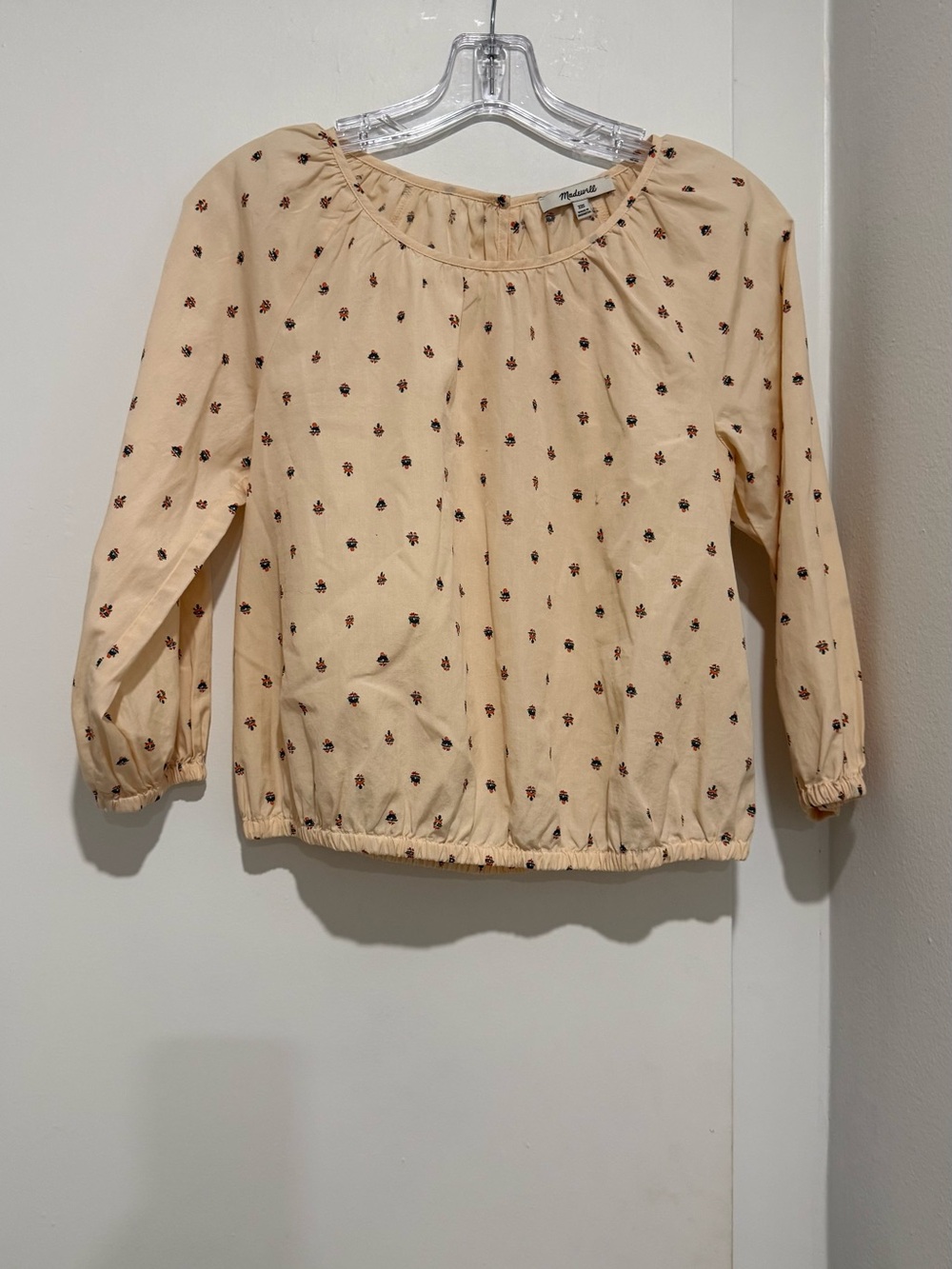 Madewell Cream Blouse with Tiny Brown Floral Print